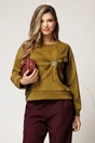 Bluza casual galben mustar cu floare maxi si strasuri, 1, dyfashion.ro