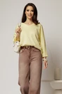 Bluza casual galbena din jerse cu funda la spate, 3, dyfashion.ro