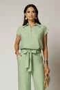 Bluza casual verde fistic din rayon cu croi lejer si decolteu, 1, dyfashion.ro