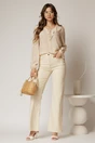 Bluza dama bej din bumbac si volanase cu snur la bust, 3, dyfashion.ro