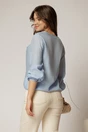 Bluza dama bleu din bumbac si volanase cu snur la bust, 2, dyfashion.ro
