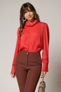 Bluza dama corai cu guler tip barcuta din voal si croi lejer, 1, dyfashion.ro