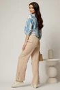 Bluza dama cu imprimeu bej si bleu si croiul lejer, 2, dyfashion.ro
