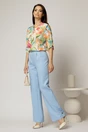 Bluza dama cu imprimeu oranj si verde si croiul lejer, 3, dyfashion.ro