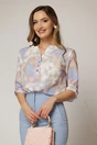 Bluza dama cu imprimeu roz si bleu si croiul lejer, 1, dyfashion.ro