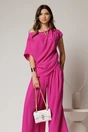 Bluza dama fucsia cu croi lejer si brosa fixa la decolteu, 1, dyfashion.ro