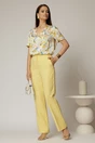 Bluza dama ivoar cu imprimeu galben si maneci scurte, 3, dyfashion.ro