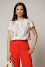 Bluza dama ivoar cu imprimeuri florale corai cu adaos de viscoza, 1, dyfashion.ro