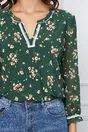 Bluza Daniela verde cu flori maro