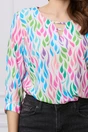 Bluza Delia alba cu imprimeuri colorate