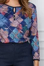 Bluza Diana bleumarin cu romburi colorate