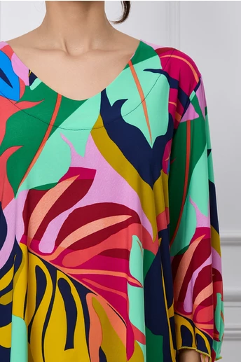 Bluza Dima cu imprimeu tropical multicolor