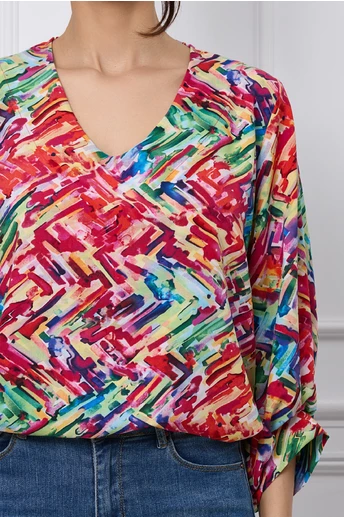 Bluza Dima multicolora cu imprimeu zig-zag