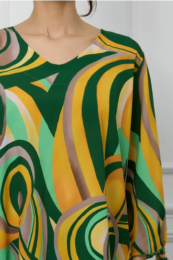 Bluza Dima verde cu imprimeu galben