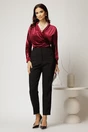 Bluza din catifea bordo cu bustul petrecut si nasture elegant, 3, dyfashion.ro