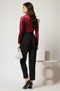 Bluza din catifea bordo cu bustul petrecut si nasture elegant, 2, dyfashion.ro