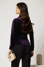 Bluza din catifea mov cu bustul petrecut si nasture elegant, 2, dyfashion.ro