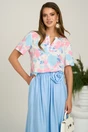 Bluza din viscoza cu flori roz si bleu lejera, 1, dyfashion.ro