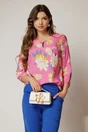 Bluza din viscoza cu imprimeu roz si galben, 1, dyfashion.ro