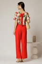 Bluza din viscoza cu imprimeuri rosii si funda la spate, 2, dyfashion.ro