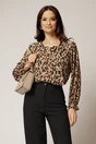 Bluza din voal cu imprimeu animal print si funda la decolteu, 1, dyfashion.ro