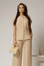 Bluza DY Fashion bej de vara tip camasa cu guler tip tunica, 1, dyfashion.ro