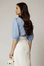 Bluza DY Fashion bleu din poplin cu guler amplu, 2, dyfashion.ro