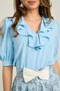 Bluza DY Fashion bleu din voal cu volanas, 3, dyfashion.ro