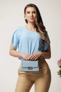 Bluza DY Fashion bleu lejera din voal cu perle la decolteu, 1, dyfashion.ro