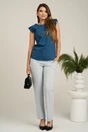 Bluza DY Fashion casual din panza bleumarin cu dungi si maneci plisate, 2, dyfashion.ro
