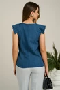 Bluza DY Fashion casual din panza bleumarin cu dungi si maneci plisate, 4, dyfashion.ro