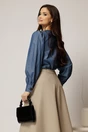 Bluza DY Fashion bleumarin din bumbac cu maneci lungi si nasturi eleganti, 2, dyfashion.ro
