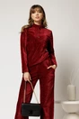 Bluza DY Fashion bordo din catifea velurata cu nasturi la bust, 1, dyfashion.ro