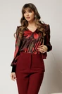 Bluza DY Fashion din catifea cu imprimeu rosu si decolteu in V, 1, dyfashion.ro