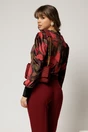 Bluza DY Fashion din catifea cu imprimeu rosu si decolteu in V, 2, dyfashion.ro