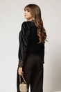 Bluza DY Fashion din catifea neagra cu mansete din paiete si decolteu in V, 2, dyfashion.ro