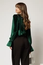 Bluza DY Fashion din catifea verde cu perle la gat si maneci evazate, 2, dyfashion.ro