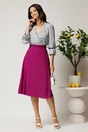 Bluza DY Fashion din satin bleu cu imprimeuri florale si decolteu petrecut, 3, dyfashion.ro