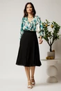 Bluza DY Fashion din satin ivory cu imprimeuri turcoaz si decolteu petrecut, 3, dyfashion.ro