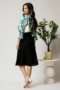 Bluza DY Fashion din satin ivory cu imprimeuri turcoaz si decolteu petrecut, 2, dyfashion.ro