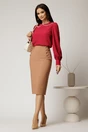 Bluza DY Fashion eleganta din triplu voal fucsia cu detalii perlate la guler, 3, dyfashion.ro