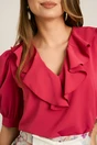 Bluza DY Fashion fucsia din voal cu volanas, 3, dyfashion.ro