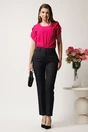 Bluza DY Fashion fucsia lejera din voal cu perle la decolteu, 3, dyfashion.ro