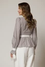 Bluza DY Fashion gri in dungi din poplin cu decolteu petrecut si maneci evazate, 2, dyfashion.ro