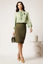 Bluza DY Fashion lejera verde mint din triplu voal cu guler tip esarfa, 2, dyfashion.ro