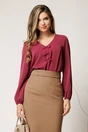Bluza DY Fashion magenta office din voal plin cu funde pe bust, 1, dyfashion.ro