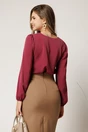 Bluza DY Fashion magenta office din voal plin cu funde pe bust, 2, dyfashion.ro