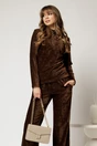 Bluza DY Fashion maro din catifea velurata cu nasturi la bust, 1, dyfashion.ro