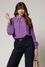 Bluza DY Fashion mov cu decupaj si perle la decolteu, 1, dyfashion.ro