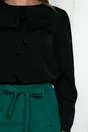 Bluza Dy Fashion neagra cu detaliu tip fundita la baza gatului